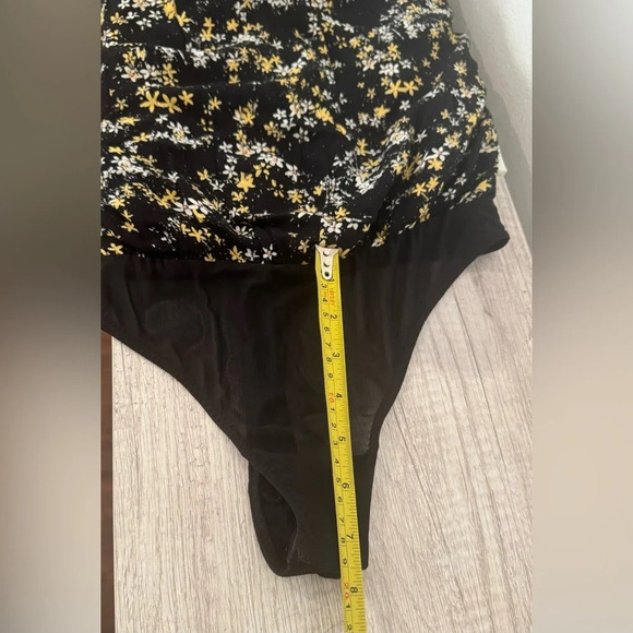 Free People Intimately Free Dessa Floral Bodysuit Black Balloon Sleeves Size Sm - Picture 8 of 14